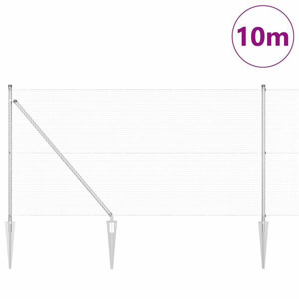 vidaXL Hegnsp&aelig;l S&oslash;lv 10 x 1 m (19 x 19 mm net) St&aring;l