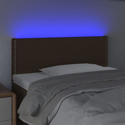 vidaXL sengegavl med LED-lys 80x5x78/88 cm stof mørkebrun