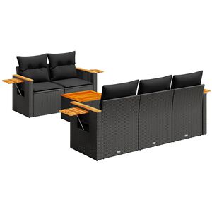vidaXL sofas&aelig;t til haven 6 dele med hynder polyrattan sort