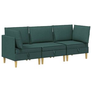 vidaXL Modulsofa s&aelig;t med opbevaring 3 stk. M&oslash;rkegr&oslash;n Stof