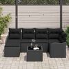 vidaXL Havesofa S&aelig;t med pude 7 pcs Sort Poly rattan