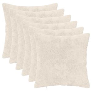 vidaXL Pudebetr&aelig;k 6 stk. HEERLEN Hvid 30 x 30 cm Faux Kanin Pels
