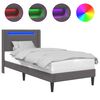 vidaXL Sengestel med LED-lysstrimler Gr&aring; 100 x 200 cm Kunstl&aelig;der