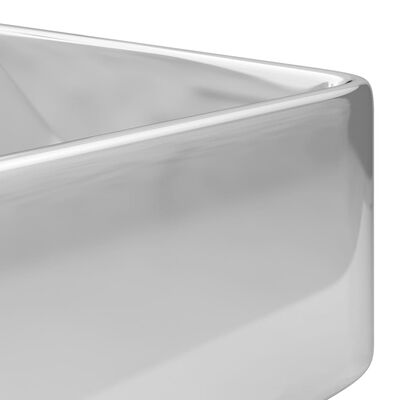 vidaXL håndvask med vandhanehul 48 x 37 x 13,5 cm keramik sølvfarvet