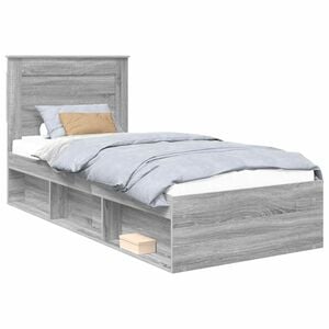 vidaXL Sengestel med skuffe Gr&aring; Sonoma 75 x 190 cm Massiv fyrretr&aelig;