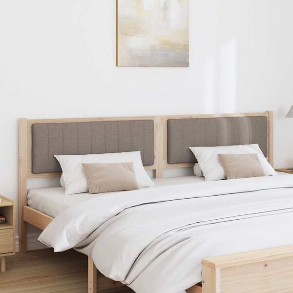 vidaXL Polstret sengegavl med hovedg&aelig;rde Brun 200 cm Massiv fyrretr&aelig;