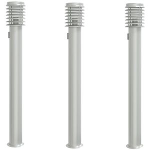 vidaXL udend&oslash;rs standerlamper 3 stk. stikkontakt 110 cm rustfrit st&aring;l