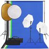 vidaXL fotostudies&aelig;t med lampes&aelig;t + baggrund og reflektor