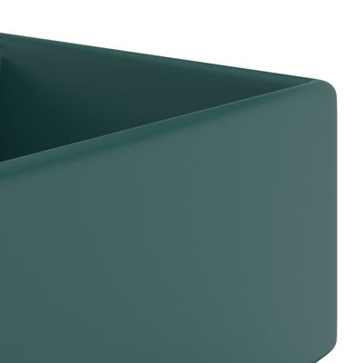 vidaXL luksus håndvask overløb 41x41cm keramik firkantet mat mørkegrøn