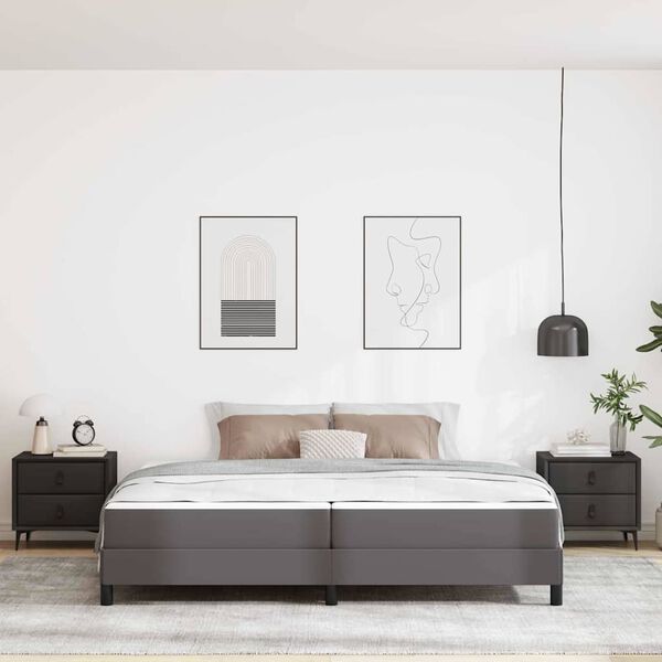 vidaXL Sengestel med madras Grå 200 x 200 cm Stof