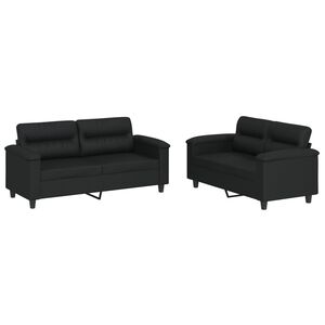 vidaXL sofas&aelig;t 2 dele med hynder kunstl&aelig;der sort