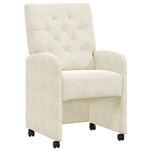 vidaXL Spisebordsstole med hjul 2 pcs Creme 58 x 67 x 97 cm Fl&oslash;jl