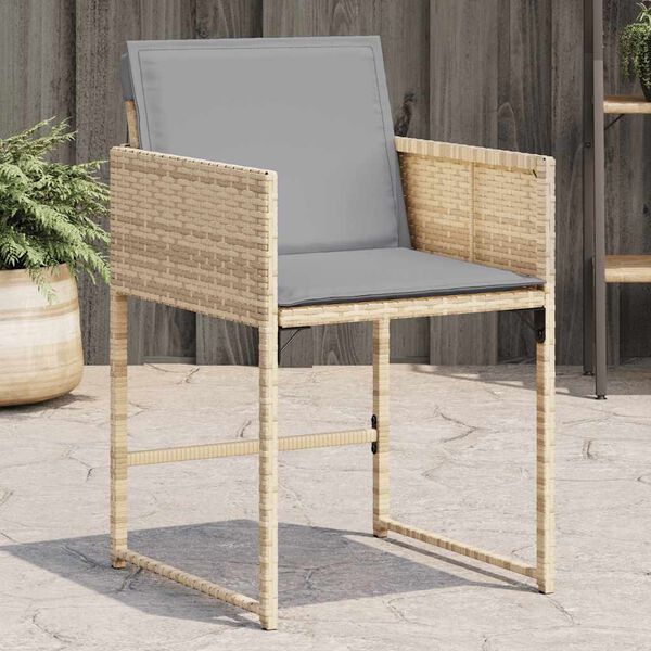 vidaXL havestole 4 stk. med hynder polyrattan blandet beige
