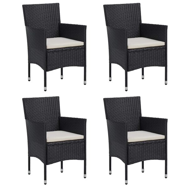 vidaXL spisebordss&aelig;t til haven med hynder 5 dele polyrattan sort