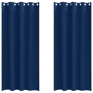 vidaXL M&oslash;rkl&aelig;gningsgardiner med ringe 2 stk. M&oslash;rk bl&aring; 245 x 140 cm