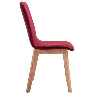 vidaXL spisebordsstole 2 stk. rødt stof massivt egetræ