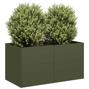 vidaXL plantekasse olivengr&oslash;n 80x40x40 cm koldvalset st&aring;l