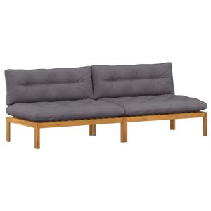 vidaXL Midter Sofa Enhed 2 stk. Naturlig og m&oslash;rk gr&aring; Akacietr&aelig;
