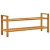 vidaXL skostativ med 2 hylder 100x27x40 cm massivt egetr&aelig;