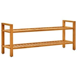 vidaXL skostativ med 2 hylder 100x27x40 cm massivt egetr&aelig;