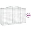 vidaXL buede gabionkurve 18 stk. 200x50x120/140 cm galvaniseret jern