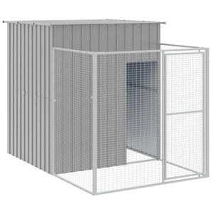 vidaXL hundehus med l&oslash;beg&aring;rd 165x251x181 cm galvaniseret st&aring;l lysegr&aring;