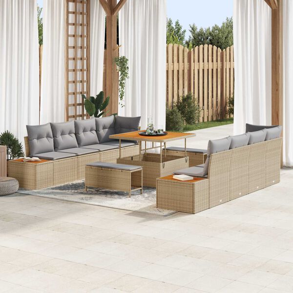 vidaXL Havesofa Sæt 11 pcs Beige polyrattan