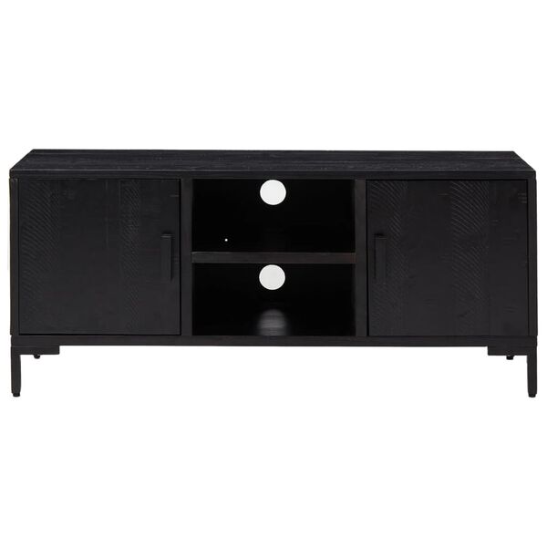 vidaXL tv-bord 110x35x48 cm massivt fyrretræ sort