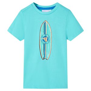 vidaXL Kort&aelig;rmet T-shirt til b&oslash;rn str. 116 akvamarinbl&aring;