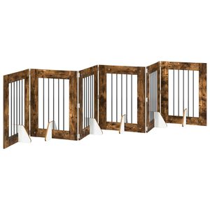 vidaXL Sammenklappelig hundegitter med stativer 6 stk. R&oslash;get eg 362 cm
