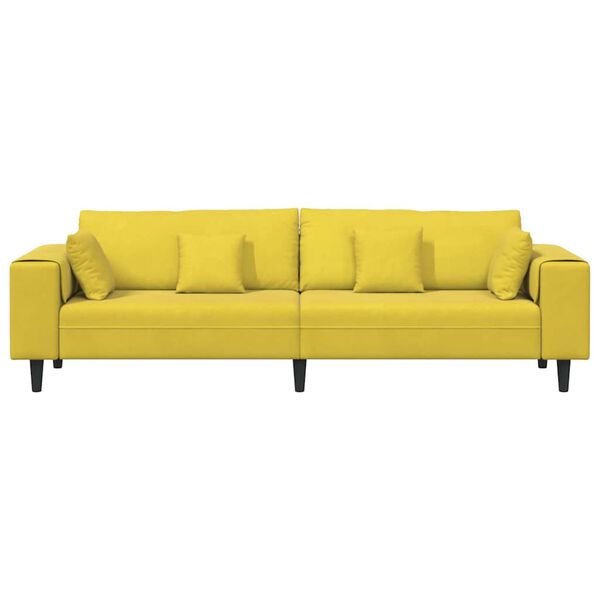 vidaXL Sofa med pude Gul 250 x 77 x 76 cm Fl&oslash;jl