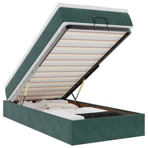 vidaXL osmannisk sengeramme med madras 80x200 cm fl&oslash;jl m&oslash;rkegr&oslash;n