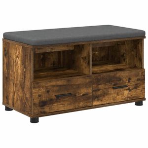 vidaXL Hallb&aelig;nk med pude R&oslash;get Eg 80 x 38 x 46 cm Kunstigt tr&aelig; og stof