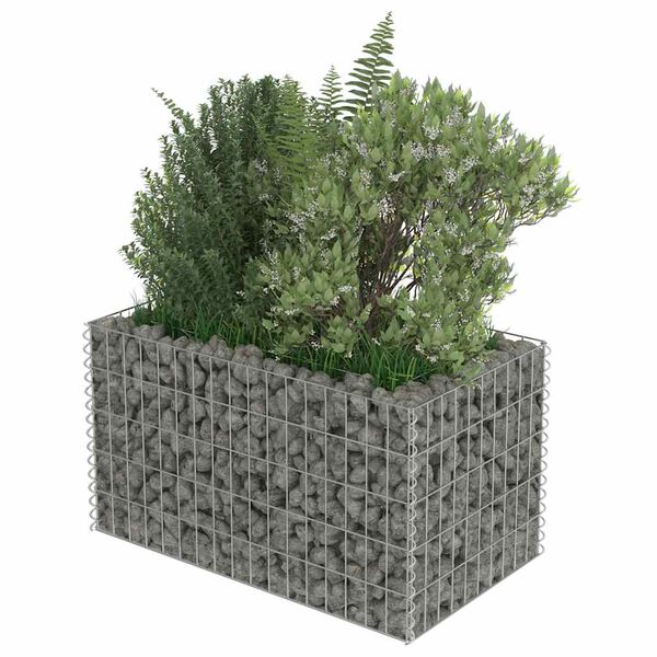 vidaXL gabion-h&oslash;jbed 90x50x50 cm galvaniseret st&aring;l