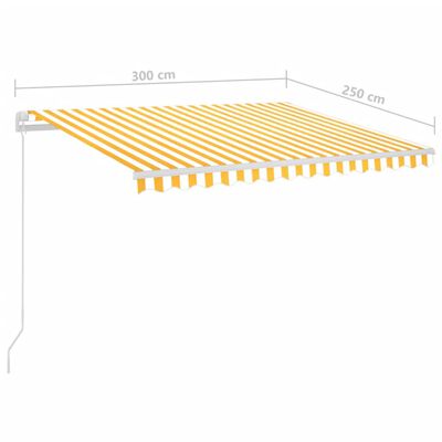vidaXL markise m. LED-lys + vindsensor 3x2,5 m automatisk gul og hvid