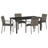 vidaXL Have Spisebordss&aelig;t med pude 5 pcs Gr&aring; polyrattan