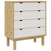 vidaXL kommode OTTA 76,5x39,5x90 cm massivt fyrretr&aelig; brun og hvid