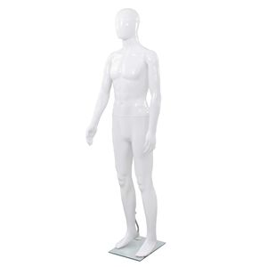 vidaXL mannequin mand fuld figur glassokkel hvid h&oslash;jglans 185 cm