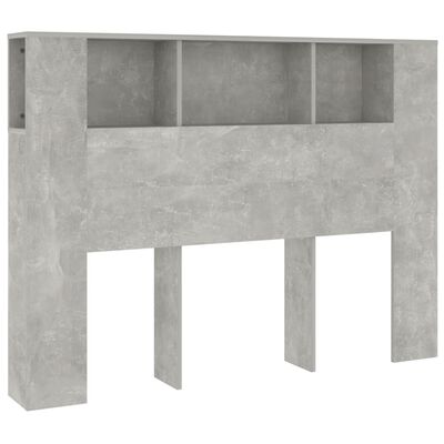vidaXL sengegavl med opbevaring 140x18,5x104,5 cm betongrå