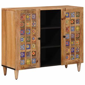 vidaXL Sideboard med d&oslash;r Naturfarvet 90 x 33 x 75 cm Massivt mangotr&aelig;