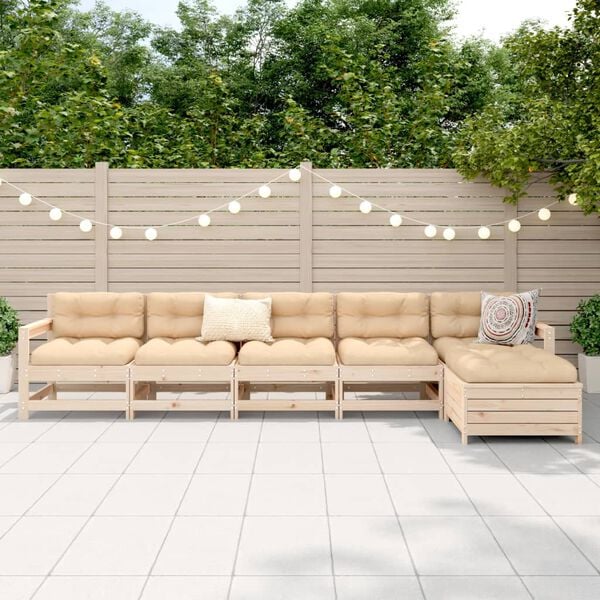 vidaXL sofas&aelig;t til haven 6 dele massivt fyrretr&aelig;