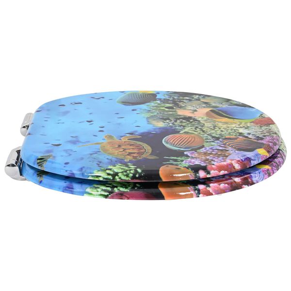 vidaXL Bl&oslash;dt lukket toiletbr&aelig;t Dybt Havbl&aring; 44 x 38 cm MDF plade