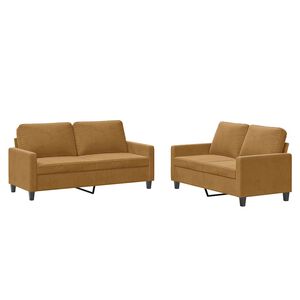 vidaXL sofas&aelig;t 2 dele med hynder velour brun