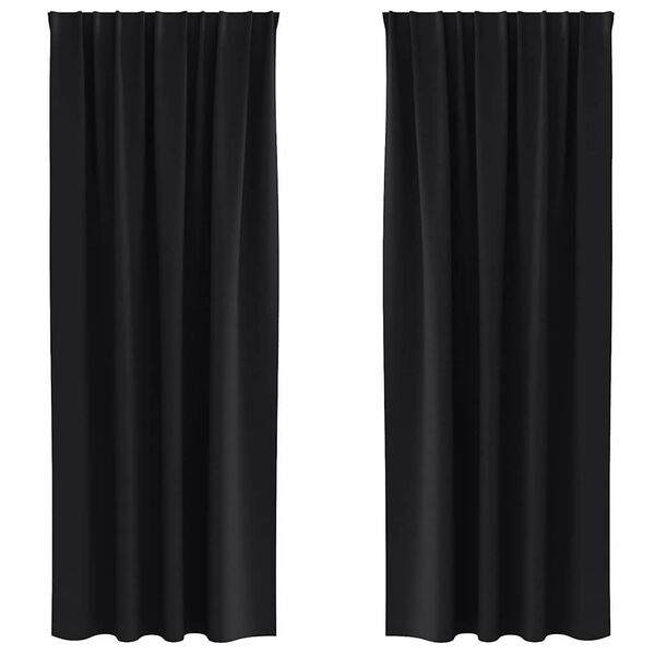 vidaXL M&oslash;rkl&aelig;gningsgardiner med ringe 2 pcs Sort 245 x 140 cm