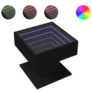 vidaXL sofabord med LED-lys 50x50x45 cm konstrueret tr&aelig; sort