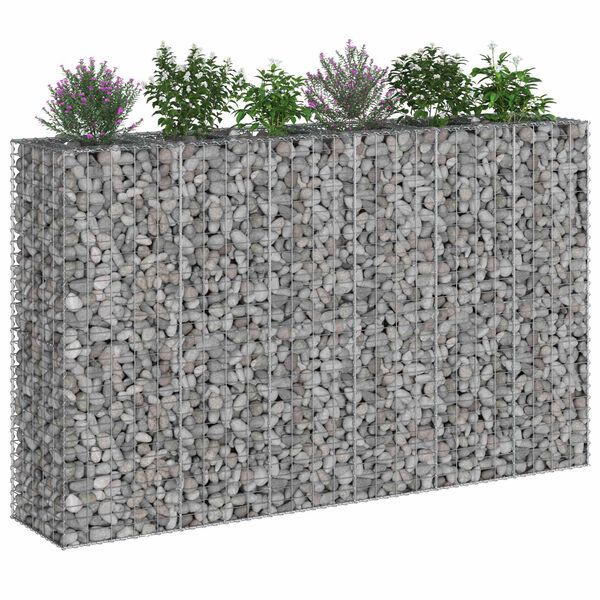 vidaXL Gabion h&oslash;jbed 3 pcs S&oslash;lv 250 x 50 x 150 cm Galvaniseret st&aring;l