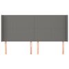 vidaXL sengegavl med kanter 163x16x118/128 cm stof m&oslash;rkegr&aring;