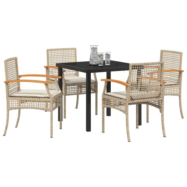 vidaXL Have Spisebordss&aelig;t 5 pcs Beige polyrattan