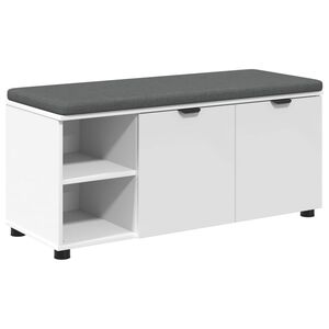 vidaXL Hallb&aelig;nk med pude Hvid 100 x 38 x 46 cm Kunstigt tr&aelig; og stof