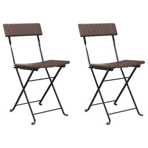 vidaXL Klapstole 2 stk. brun polyrattan og st&aring;l